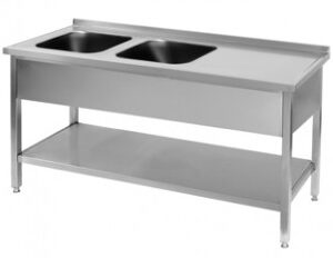 Неръждаеми работни маси с мивки и с долен плот "STANDARD"