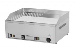 Електрическа скара 1/2 гладка и 1/2 оребрена-2 зони ХРОМ плоча, FTHR - C- 60